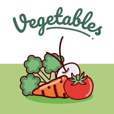 Sebzelerin beyaz ve yeşil bir arka plan üzerine kümesi