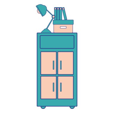 kitap ve lamba Resepsiyon vektör çizim ile tam renkli kabin Arşiv