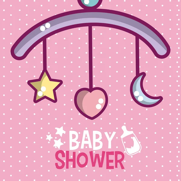 Baby Doccia Carina Carta Con Cartoni Animati Vettoriale Illustrazione Grafica — Vettoriale Stock