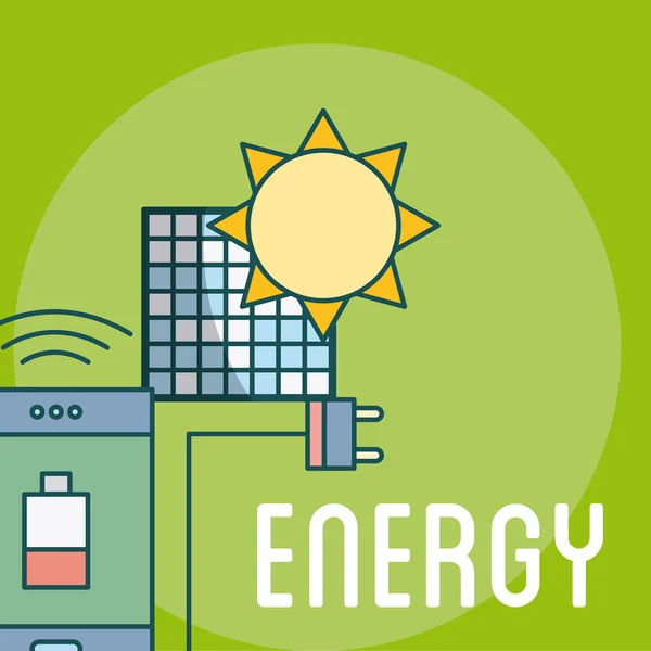 Energía Del Panel Solar Para Diseño Gráfico Del Vector Recarga — Archivo Imágenes Vectoriales