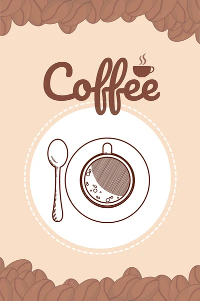 Dessin Main Illustration Vectorielle Carte Café Design Graphique — Image vectorielle