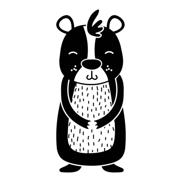 Silhueta Bonito Sorriso Urso Animal Selvagem Vetor Ilustração — Vetor de Stock