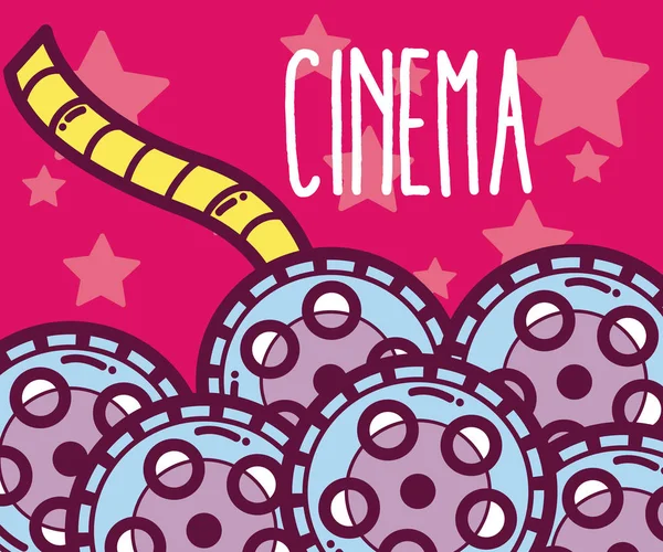 Cinéma Design Rétro Dessins Animés Colorés Avec Des Étoiles Vectorielles — Image vectorielle