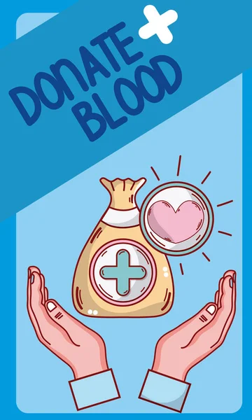 Darovat Krev Ruce Lékařskou Brašnu Vektorové Ilustrace Grafický Design — Stockový vektor