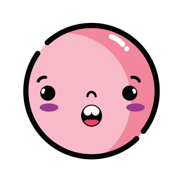 Kawaii Head Cute Surprised Face Vector Illustration — Stock Vector