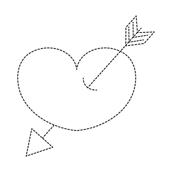Gepunktete Form Pfeil Design Innen Herz Liebe Symbol Vektor Illustration — Stockvektor