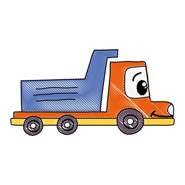 Tarty Kawaii Szczęśliwy Drump Truck Transport Wektor Ilustracja — Wektor stockowy
