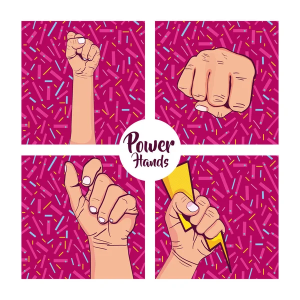Girl Power Kaarten Memphis Stijl Vector Illustratie Grafisch Ontwerp — Stockvector