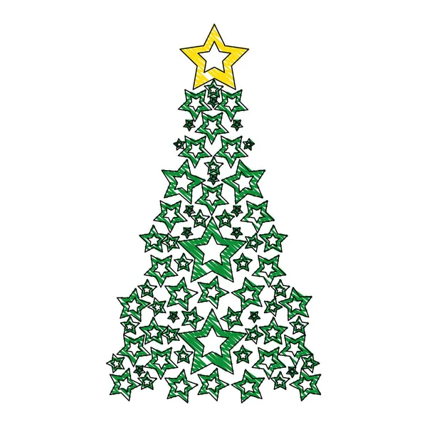 Pin Râpé Avec Décoration Étoilée Pour Illustration Vectorielle Noël — Image vectorielle