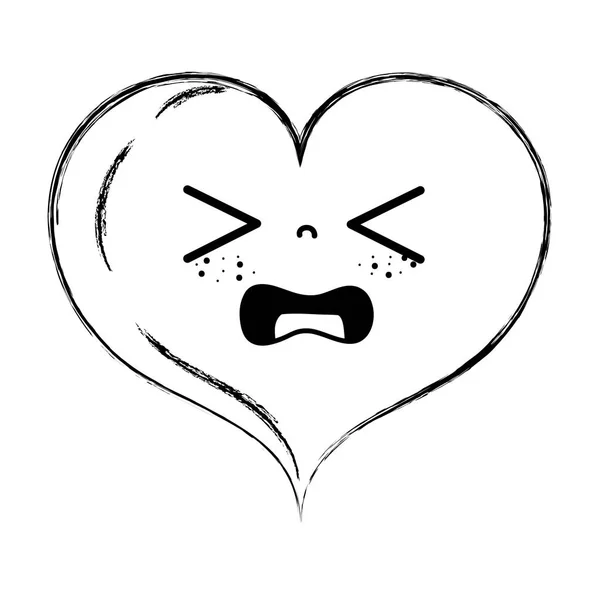 Figura Brillante Corazón Amor Kawaii Dibujo Animado Vector Ilustración — Archivo Imágenes Vectoriales