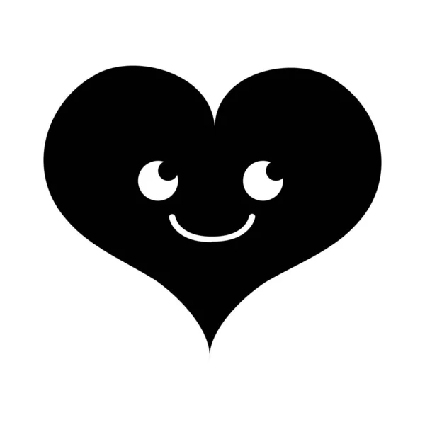 Εικονογράφηση Διάνυσμα Χαρακτήρα Kawaii Πάθος Καρδιά Περίγραμμα Χαμόγελο — Διανυσματικό Αρχείο