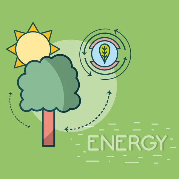 Green Energy Tree Sun Vector Illustration Graphic Design — Stock Vector