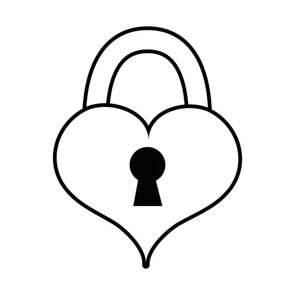 Line Heart Love Padlock Shape Design Vector Illustration — Stock Vector