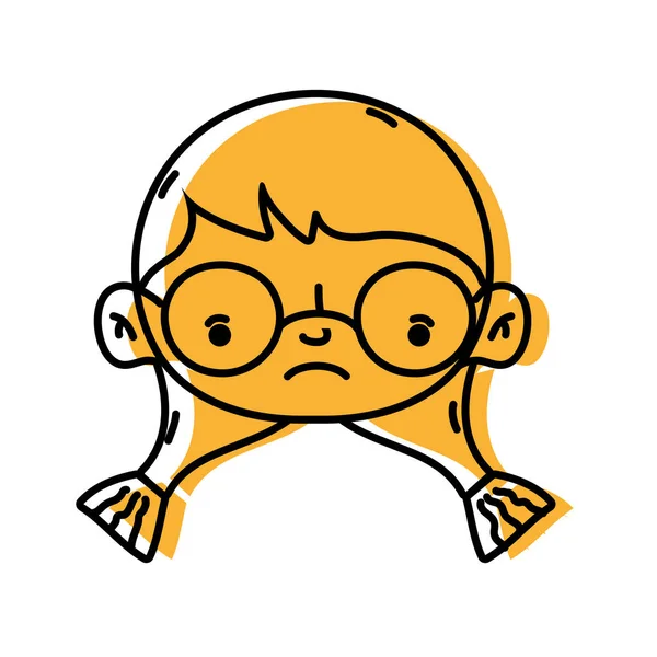 Mädchenkopf Mit Brille Und Frisur Vektor Illustraon — Stockvektor