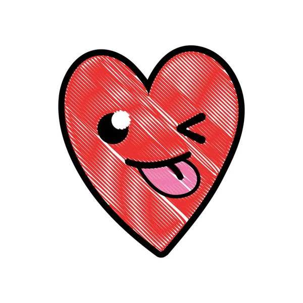 Grated Cute Funny Heart Kawaii Cartoon Vector Illustration — стоковый вектор