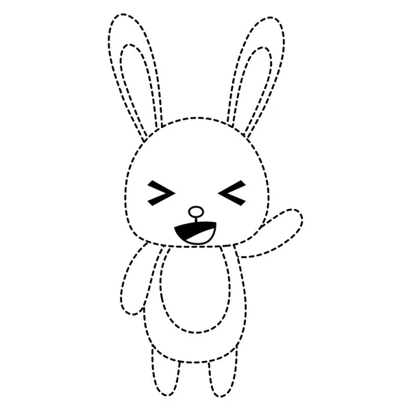 Forme Pointillée Illustration Vectorielle Animal Sauvage Lapin Mignon Joyeux — Image vectorielle