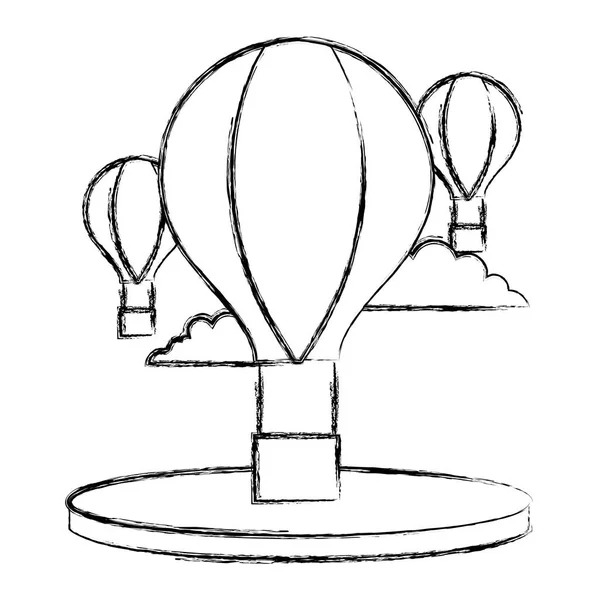 Figuur Lucht Ballonnen Vliegen Met Wolken Hemel Vectorillustratie — Stockvector