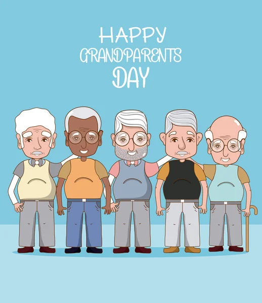 Glücklich Großeltern Tag Karte Niedlich Cartoons Vektor Illustration Grafik Design — Stockvektor