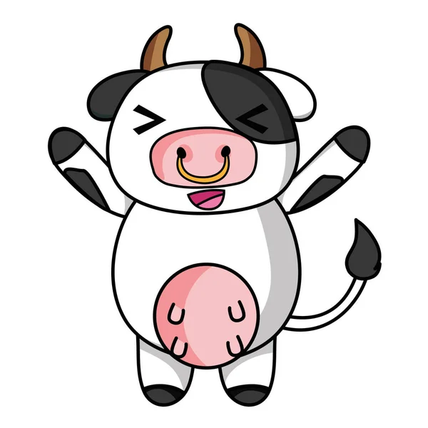 Cute Cheerful Cow Wild Animal Vector Illustration — Stock Vector