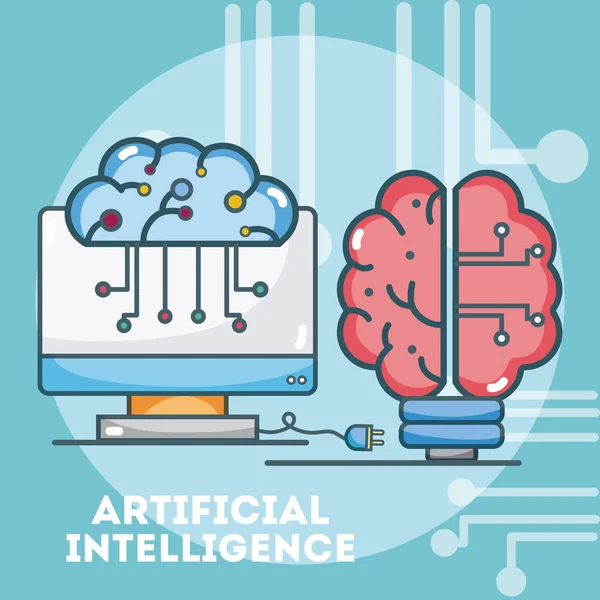 Τεχνητής Νοημοσύνης Εγκεφάλου Πάνω Από Μικροτσίπ Φόντο Διανυσματικά Εικονογράφηση Γραφιστικής — Διανυσματικό Αρχείο