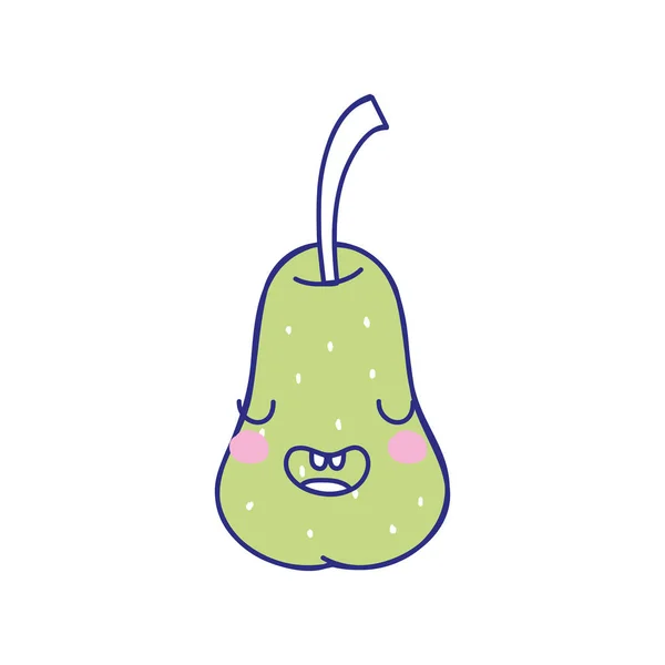 Full Color Cute Pear Kawaii Funny Fruit Vector Illustration — Stock Vector
