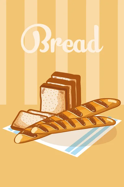 台布矢量图解平面设计上的美味面包 — 图库矢量图片