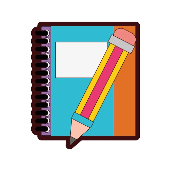 Full Color Notebook Pencil Object School Education Vector Illustration — Stock Vector
