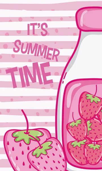 かわいい漫画を夏季時間ジュース カード ベクトル イラスト グラフィック デザイン — ストックベクタ