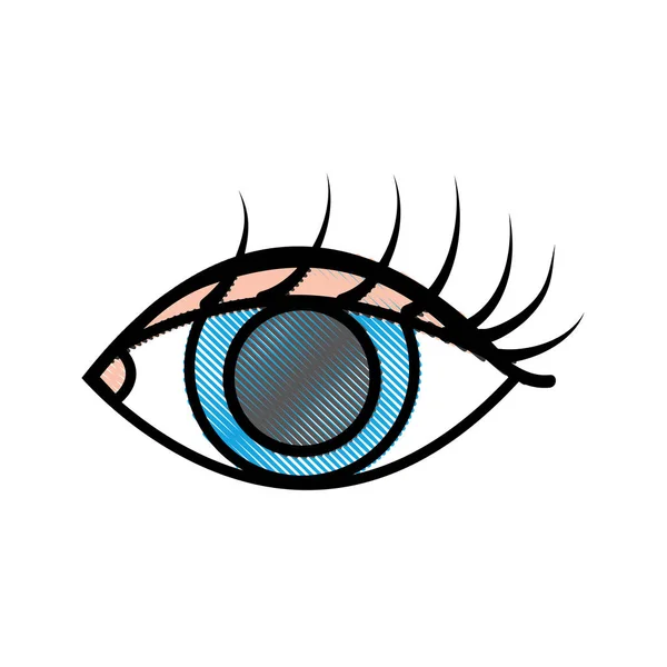 Oeil Vision Râpé Avec Illustration Vectorielle Conception Style Cils — Image vectorielle