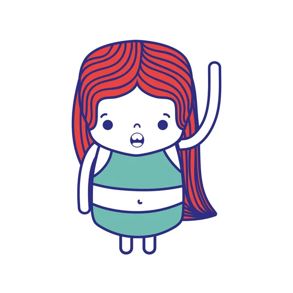 Красочная Девушка Длинными Волосами Изумленной Векторной Иллюстрацией Лица — стоковый вектор