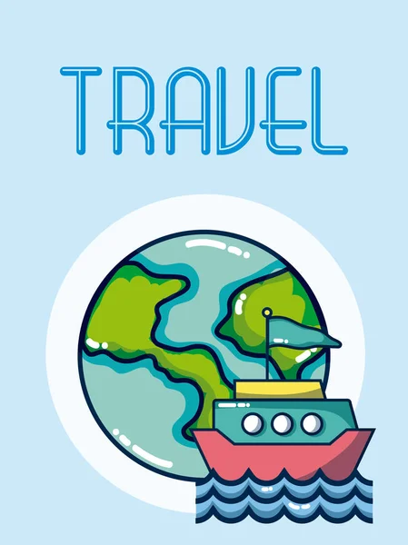 Voyage Vacances Travers Monde Illustration Vectorielle Graphisme — Image vectorielle