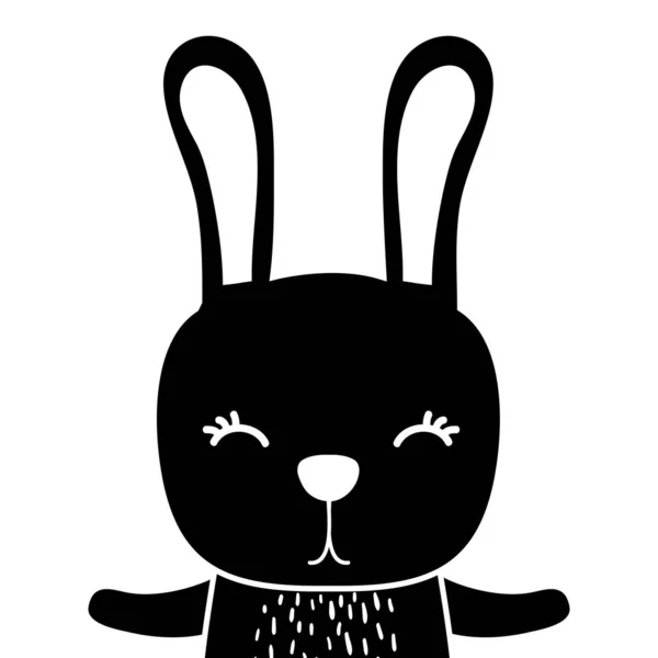 Silhouette Adorable Rabbit Wild Animal Forest Vector Illustration — Stock Vector