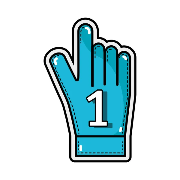 Number One Symbol Glove Sign Vector Illustration — Stock Vector