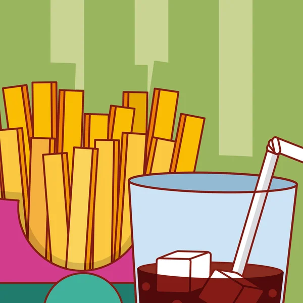 Pommes Frites Und Soda Vektor Illustration Grafik Design Vektor Illustration — Stockvektor