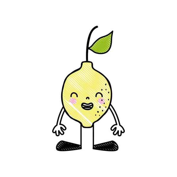 Rallado Kawaii Limón Sonrisa Fruta Con Brazos Piernas Vector Ilustración — Vector de stock