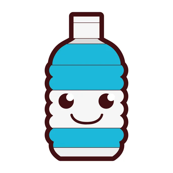 Línea Color Feliz Tierno Botella Wather Kawaii Vector Ilustración — Vector de stock