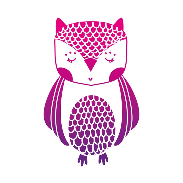 Color Silhouette Cute Owl Wild Animal Forest Vector Illustration — Stock Vector