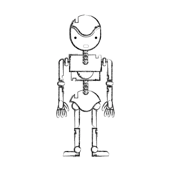 Figur Robotermaschine Mit Technologie Körperdesign Vektorillustration — Stockvektor