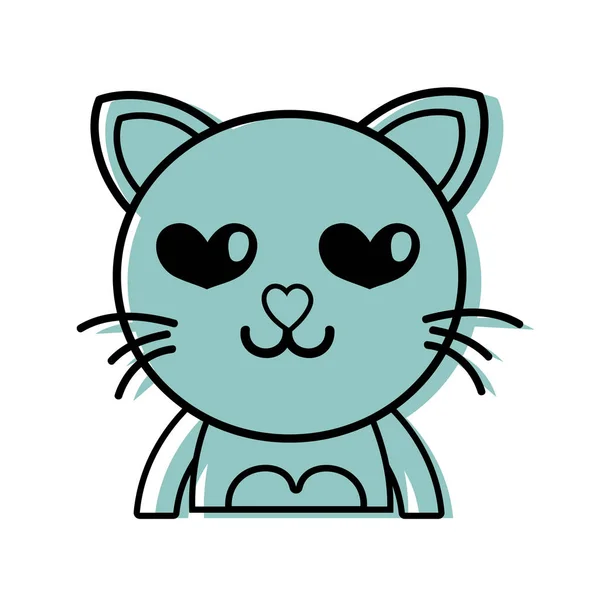 Cor Gato Apaixonado Adorável Felino Animal Vetor Ilustração — Vetor de Stock