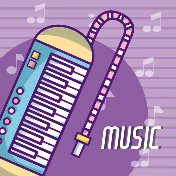 Melodika Klasik Müzik Enstrümanı Renkli Arka Plan Vektör Çizim Üzerinde — Stok Vektör
