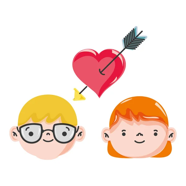 Ζευγάρι Κεφάλι Μαζί Καρδιά Αγάπη Σύμβολο Εικονογράφηση Διάνυσμα — Διανυσματικό Αρχείο
