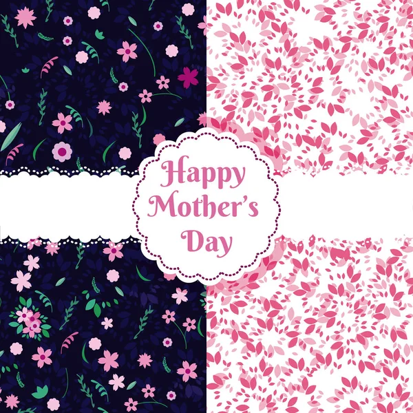 Glücklich Mutter Tage Blumenmuster Ikone Vektor Illustration Grafik Design — Stockvektor