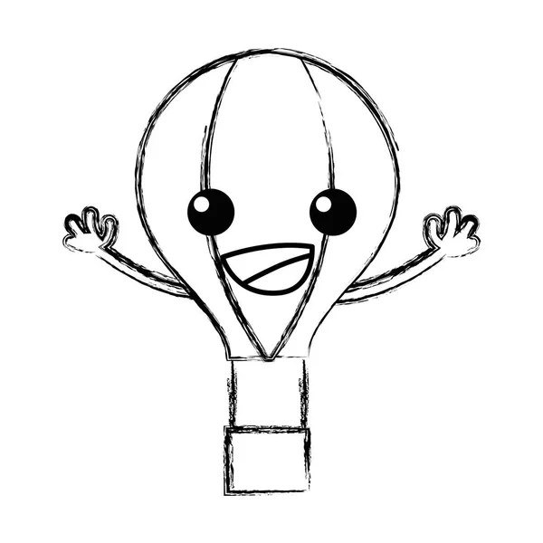 图快乐的气球卡瓦伊与武器矢量插图 — 图库矢量图片