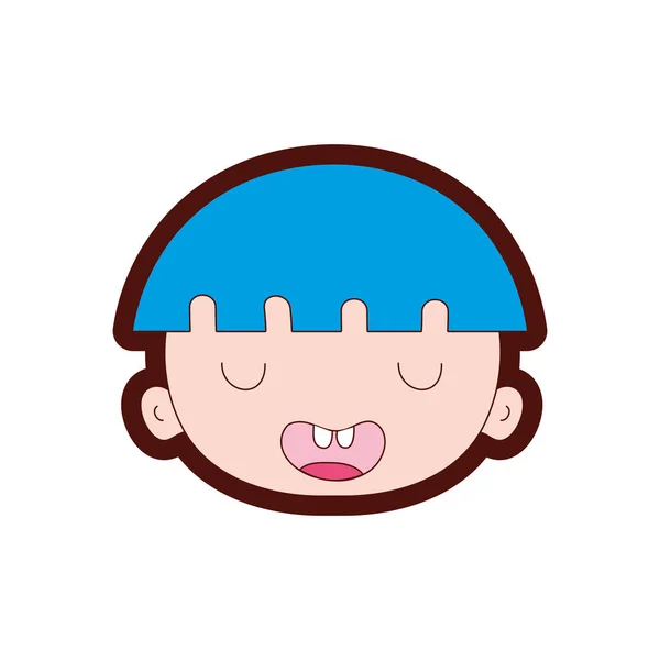 Linienfarbe Lustig Avatar Boy Face Mit Frisur Vektor Illustration — Stockvektor