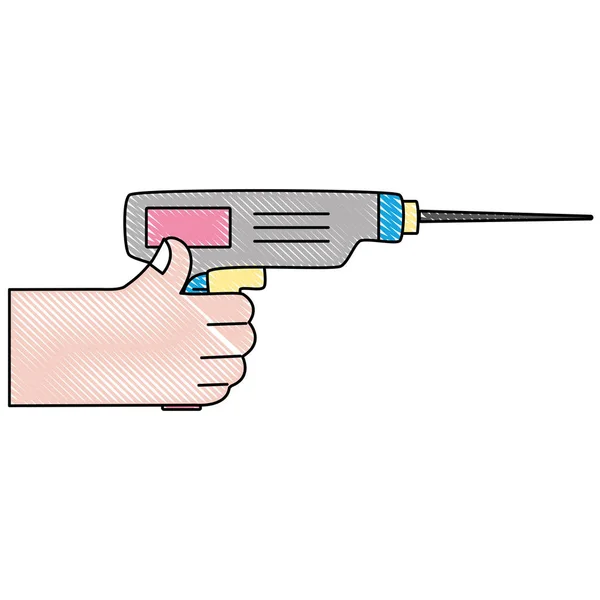 Grated Hand Drill Equipment Repair Service Vector Illustration — Stock Vector