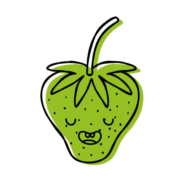 Couleur Mignon Fraise Kawaii Drôle Fruit Vecteur Illustration — Image vectorielle