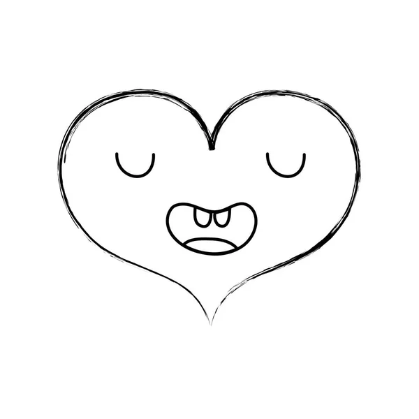 Figure Funny Heart Kawaii Facial Expression Vector Illustration — Stock Vector