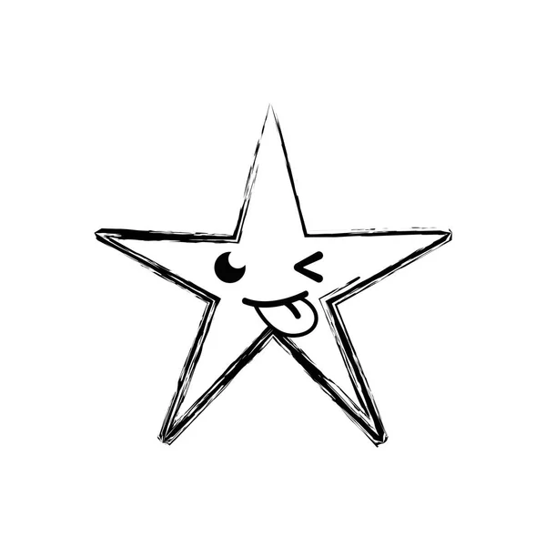 图有趣的闪亮明星卡瓦伊卡通矢量插图 — 图库矢量图片
