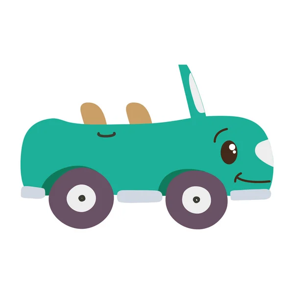 Colorido Kawaii Feliz Esporte Carro Transporte Vetor Ilustração — Vetor de Stock