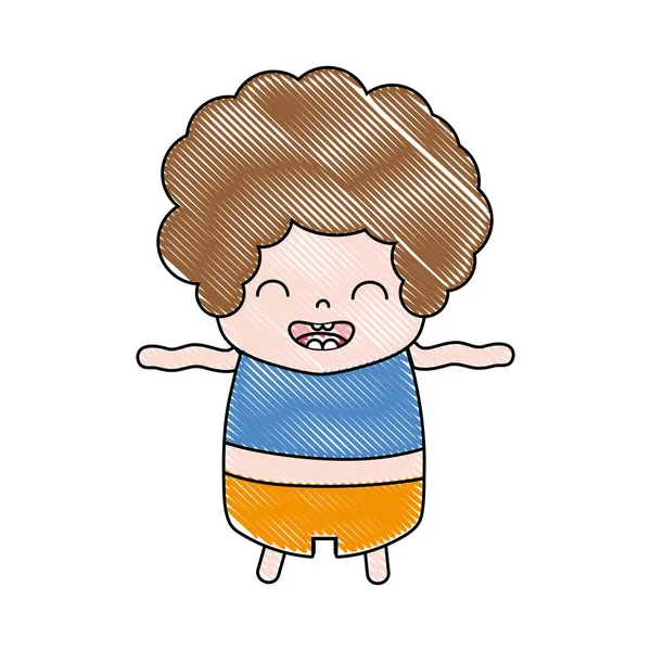 Τριμμένο Αγόρι Σγουρά Μαλλιά Και Εικονογράφηση Διανυσματικά Πρόσωπο Χαμόγελο — Διανυσματικό Αρχείο